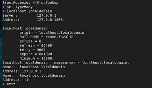 Using nslookup to test the DNS service